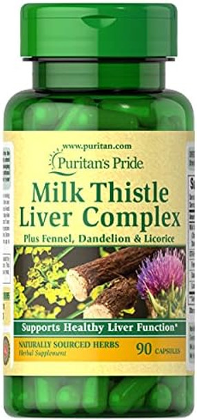Puritan'S Pride Milk Thistle Liver Complex, Supports Healthy Liver Function, 90 Count, White