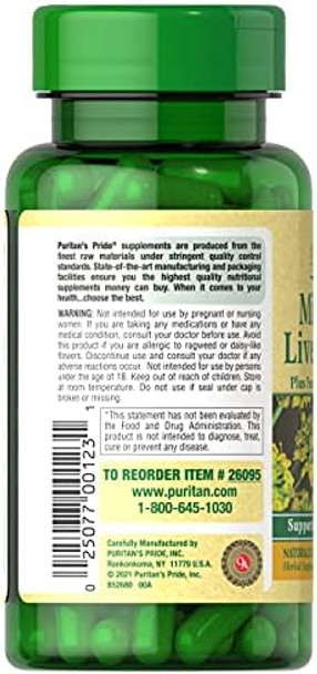 Puritan'S Pride Milk Thistle Liver Complex, Supports Healthy Liver Function, 90 Count, White