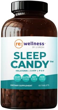 Sleep Candy - Reignite Wellness By Jj Virgin - Chewable 5-Htp Supplement With Inositol, Vitamin B6, Melatonin & L-Theanine For Adults (60 Tablets, Lemon Flavor)