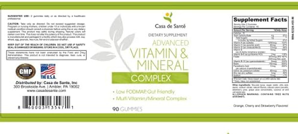 Advanced Vitamin & Mineral Gummies, Low Fodmap Certified Crohn'S Supplement Crohn'S & Colitis Supplements Ibd, Ibs, Sibo Or Malabsorption Nutritional Support Gut Friendly, No Bloating