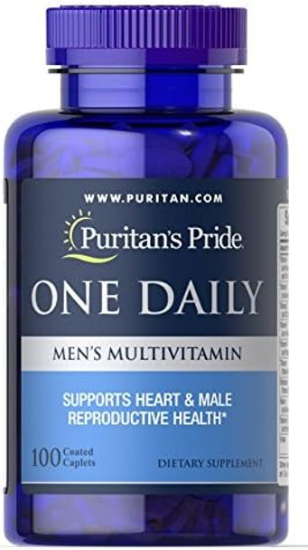Puritan'S Pride One Daily Men'S Multivitamin, Dietary Supplement To Support Heart And Male Reproductive Health With Vitamin A, Vitamin C, Vitamin D, Vitamin E, And Zinc, 3 Month Supply, 100 Count