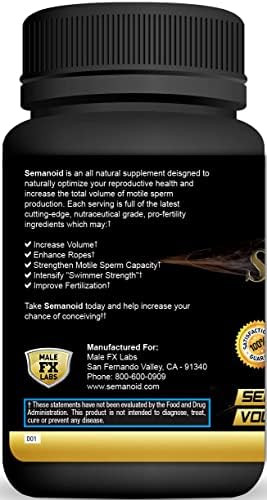 Semanoid (60 Caps) Maximum Fertility Formula And Semen Volumizer - Advanced Fertility Ingredients And Male Prenatal Vitamin Blend, 1 Month Supply