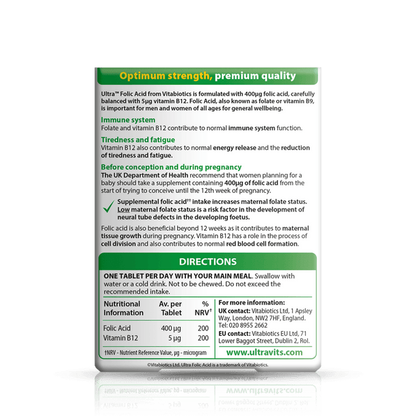 Vitabiotics Ultra Folic Acid 60 Tablets