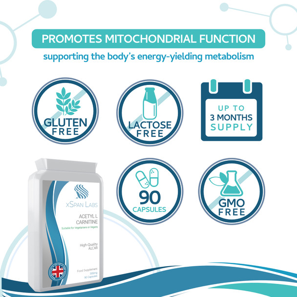 Xspanlabs Acetyl-L-Carnitine 500mg 90 Capsules - High-Strength ALCAR with no D-carnitine