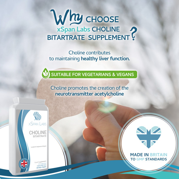Xspanlabs Choline Bitartrate 730mg – 120 capsules