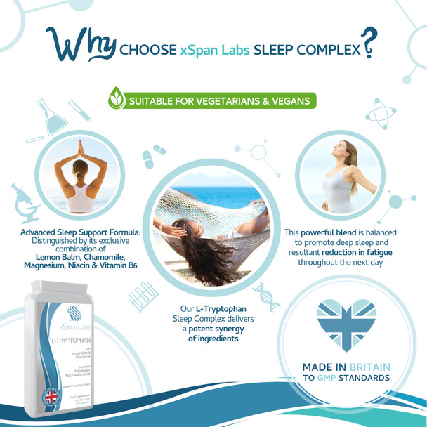 Xspanlabs L-Tryptophan Sleep Complex with Lemon Balm & Chamomile