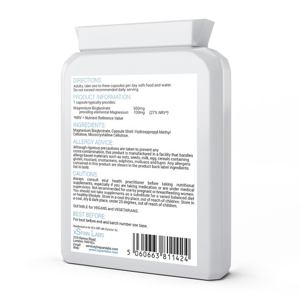 Xspanlabs Magnesium Bisglycinate 500mg 90 capsules