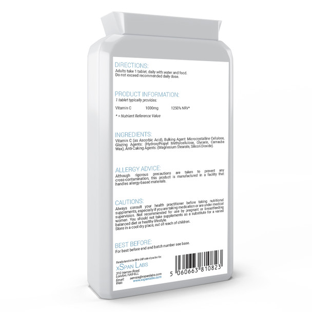 Xspanlabs Vitamin C 1000mg (1 gram) 120 tablets