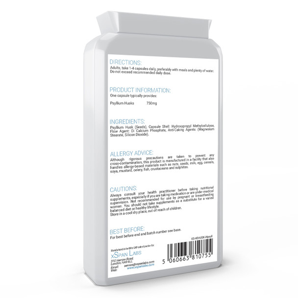 Xspanlabs Psyllium Husks 750mg 90 Capsules