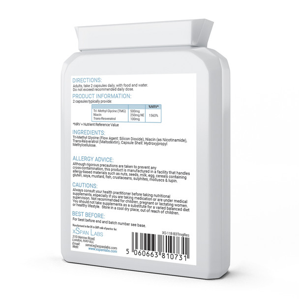 Xspanlabs B3 Nicotinamide with Trans-Resveratrol & Tri-Methyl Glycine