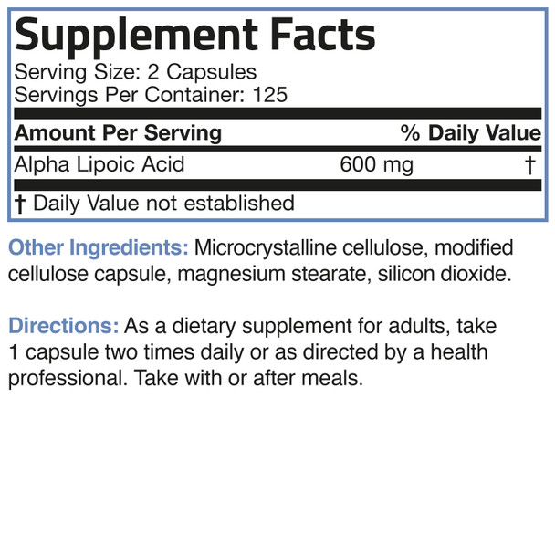 Bronson Alpha Lipoic Acid 600 MG 250 Count