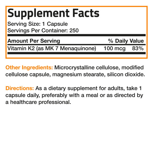 Bronson Vitamin K2 MK-7 - 100 mcg 250 Count