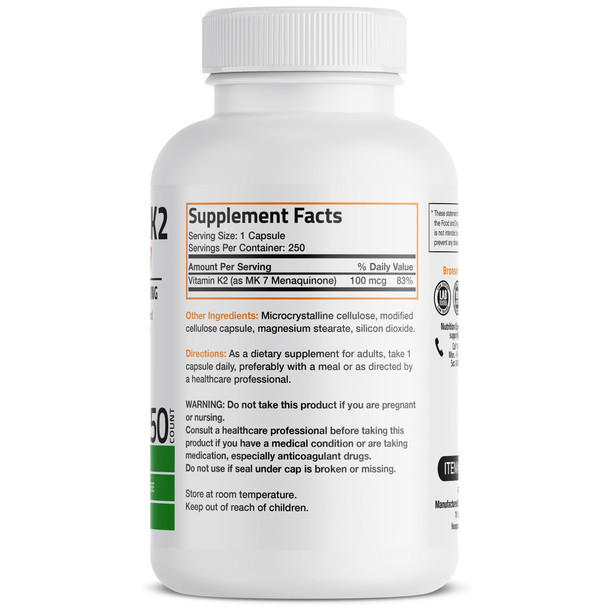 Bronson Vitamin K2 MK-7 - 100 mcg 250 Count