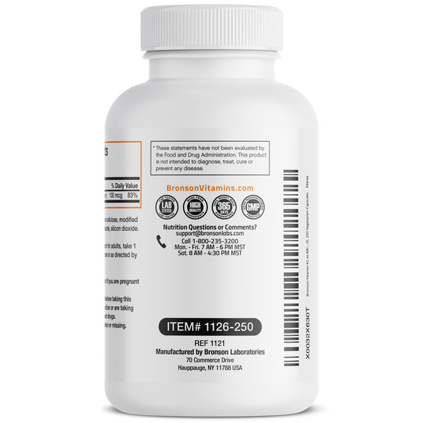 Bronson Vitamin K2 MK-7 - 100 mcg 250 Count