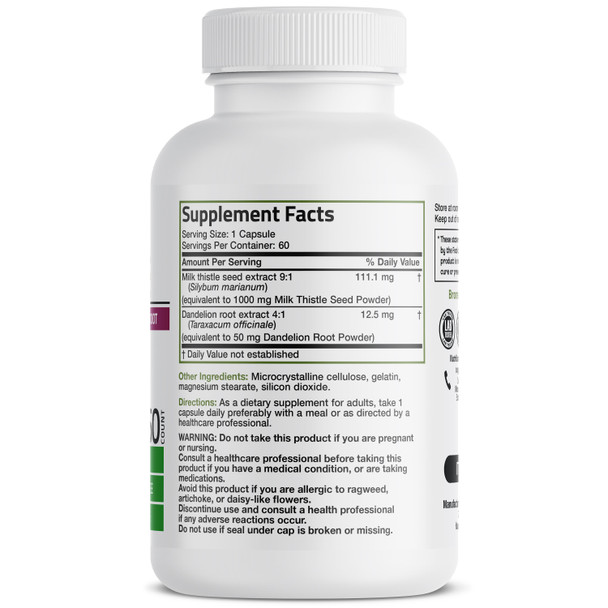 Bronson Milk Thistle Seed - 1,000 mg 60 Count