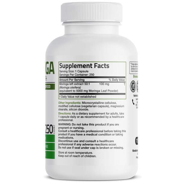 Bronson Moringa Oleifera Leaf Extract - 5,000 mg 250 Count
