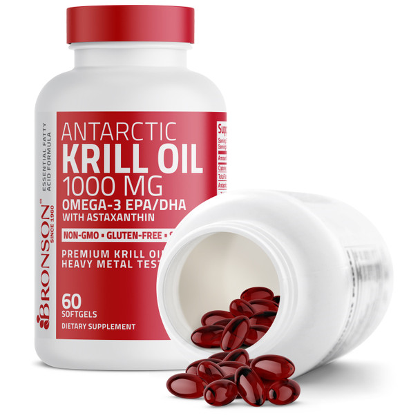 Bronson Premium Antarctic Krill Oil Omega-3 EPA DHA Non-GMO - 1,000 mg 60 Count