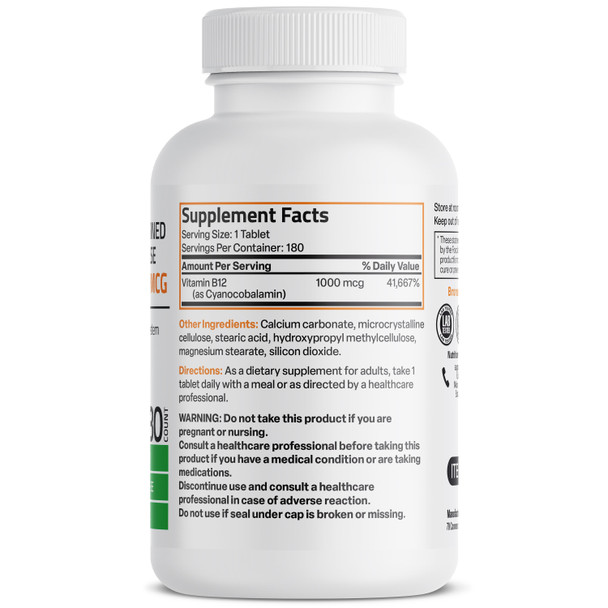 Bronson Vitamin B12 Sustained Release Non-GMO - 1,000 mcg 180 Count