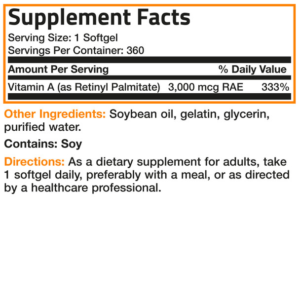 Bronson Vitamin A Retinyl Palmitate - 10,000 IU 360 Count