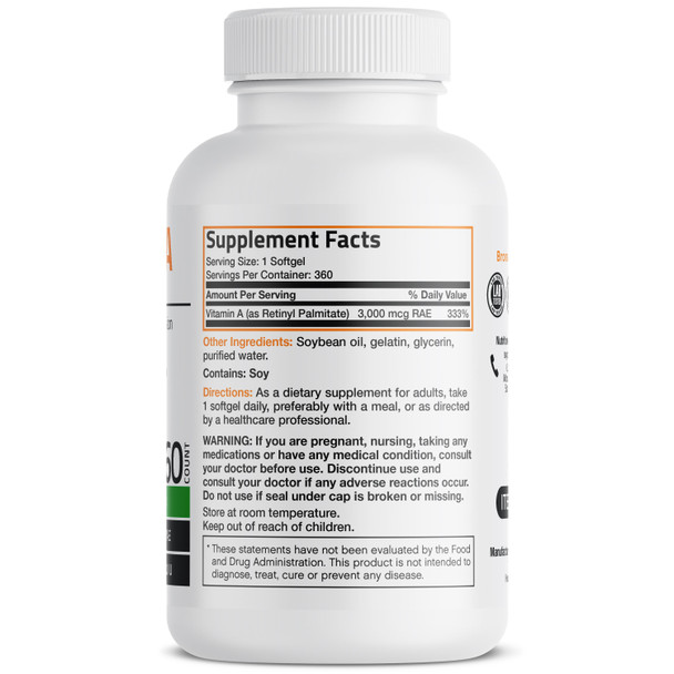 Bronson Vitamin A Retinyl Palmitate - 10,000 IU 360 Count