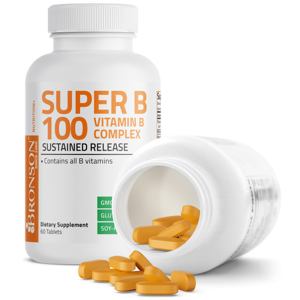 Bronson Super Vitamin B 100 Complex Sustained Release 60 Count