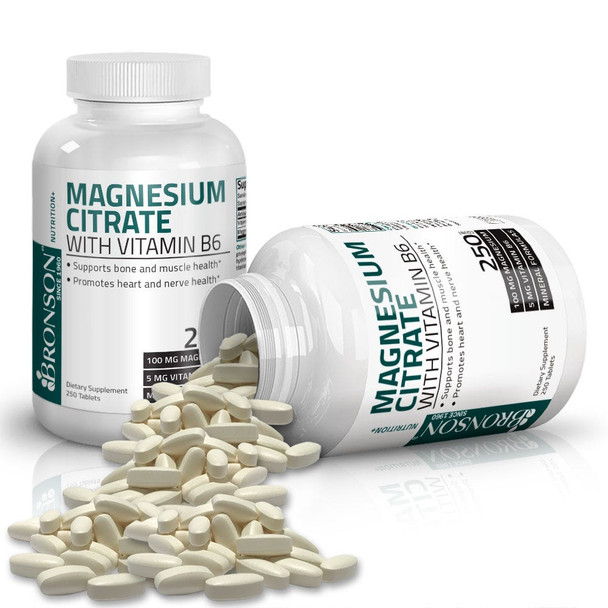Bronson Magnesium Citrate with Vitamin B6 250 Count
