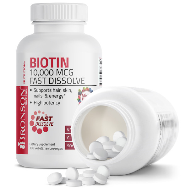 Bronson Biotin 10,000 MCG Fast Dissolve Berry Flavored Lozenges 360 Count