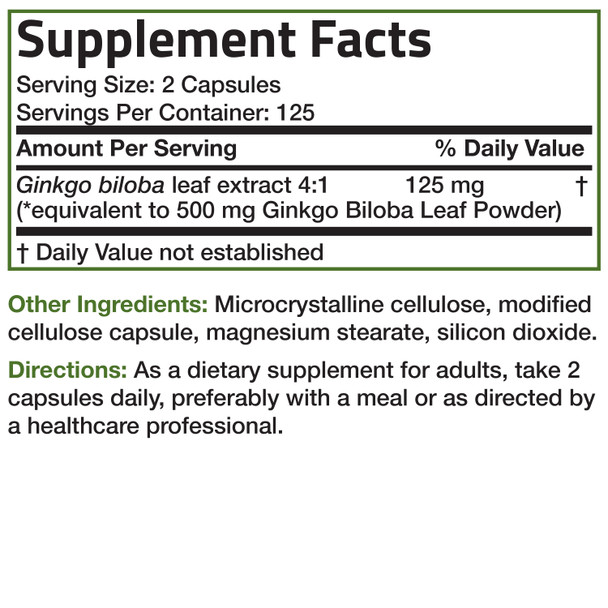 Bronson Ginkgo Biloba - 500 mg 250 Count