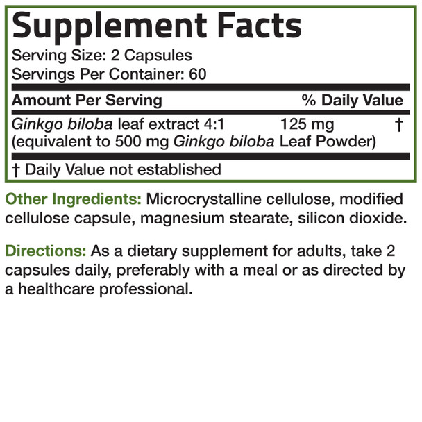 Bronson Ginkgo Biloba - 500 mg 120 Count