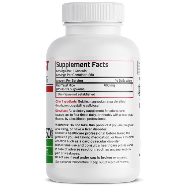 Bronson Red Yeast Rice 600 MG 250 Count