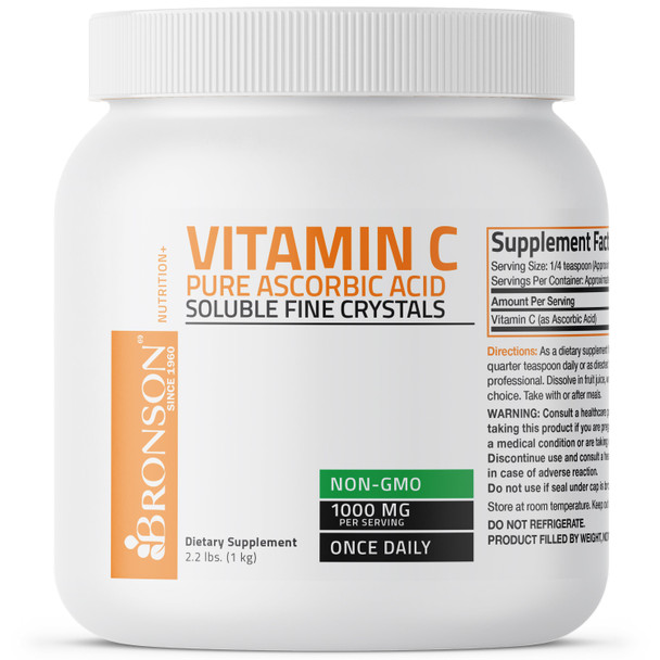 Bronson Vitamin C Pure Ascorbic Acid Crystals - 1,000 mg 2.2 lbs (1kg)