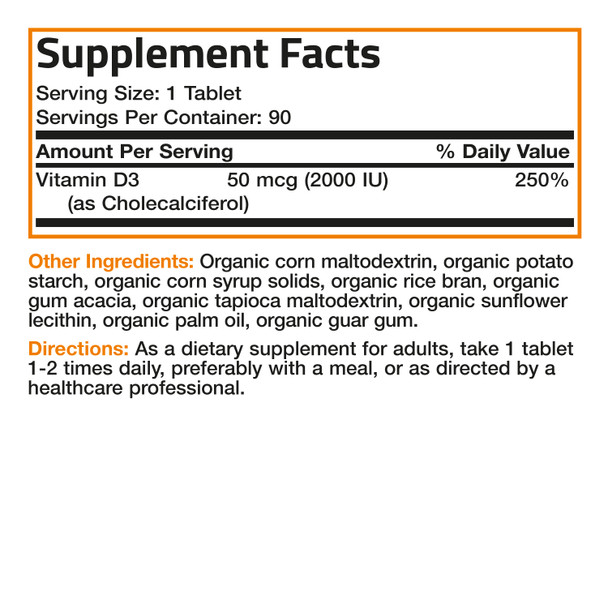 Bronson Vitamin D3 USDA Certified Organic - 2,000 IU 360 Count