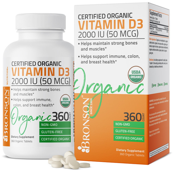 Bronson Vitamin D3 USDA Certified Organic - 2,000 IU 360 Count