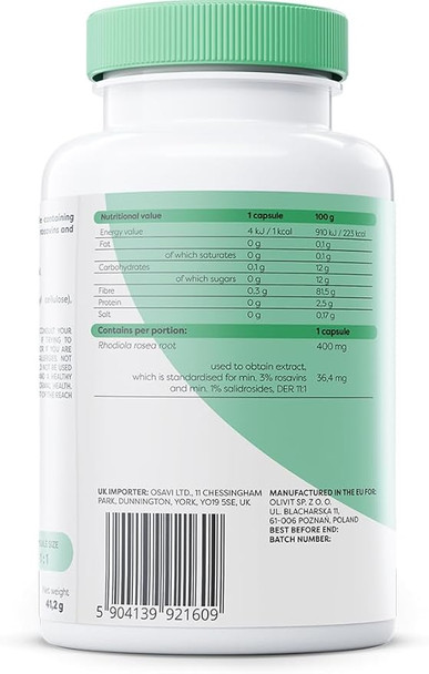 Osavi - Rhodiola Rosea Root, 400mg - 120 Vegan Capsules
