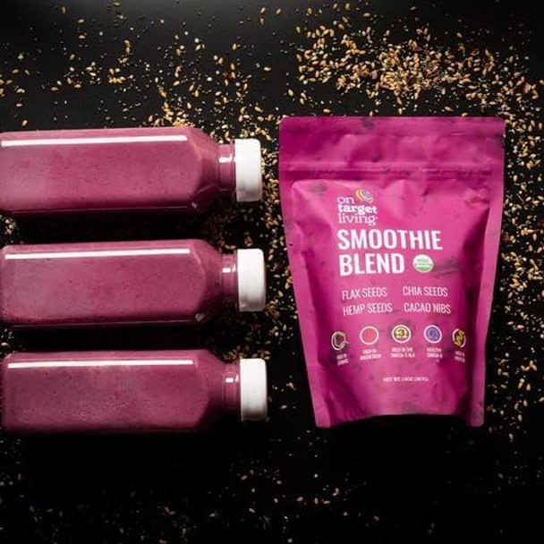 On Target Living Smoothie Blend- 14 oz | Real Nutrition from The Source | Flax, Chia, Hemp, Cacao |