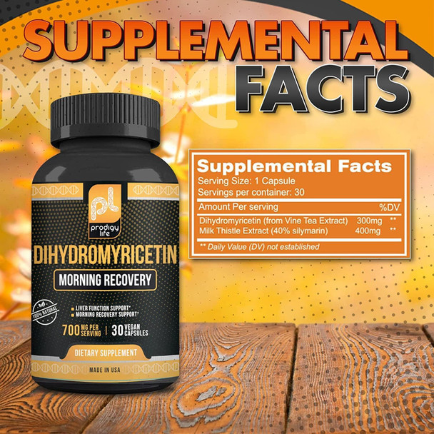 Dihydromyricetin (DHM) Supplement - Better Morning Recovery and Liver Detox Support Pills - with Milk Thistle Extract (400 mg) - 30 ct
