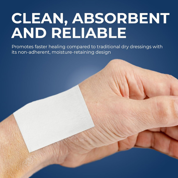 MED PRIDE Non-Adherent Pads 3" X 4" Sterile Wound Dressings, Individually Wrapped, Highly Absorbent, Painless Removal, Pack of 100