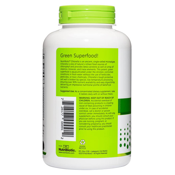 NutriBiotic- Chlorella Super Green Food 500 mg 300 Tabs