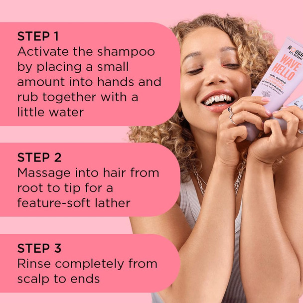 Noughty Wave Hello Curl Defining Shampoo - 97% Natural Vitamin-Rich Formula For Curly And Wavy Hair Sulphate- Vegan Haircare 250Ml