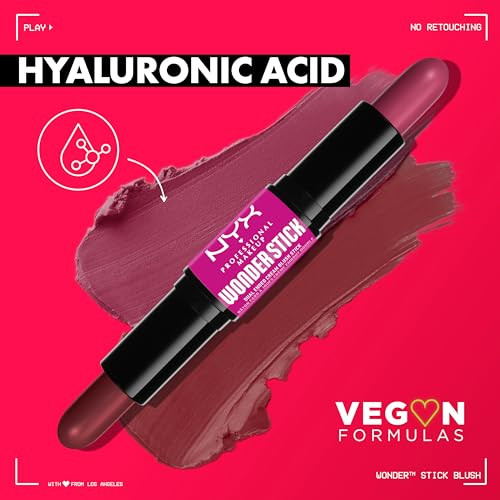 Nyx Professional Makeup wonder Stick Blush With Hydrating Hyaluronic Acid Dual-Ended Cream Blush Stick - Coral & Deep Peach