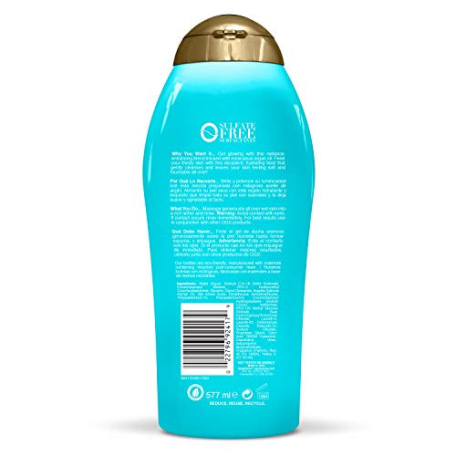 Ogx Radiant Glow + Argan Oil Of Morocco Extra Hydrating Body Wash For Dry Skin Moisturizing Gel Body Cleanser For Silky Soft Skin Paraben- Sulfate- Surfactants 19.5 Fl Oz
