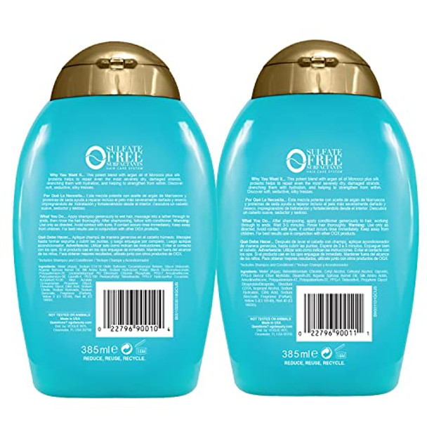 Ogx Extra Strength 13 Fl Oz Hydrate & Repair Argan Oil Of Morocco Shampoo & Conditioner For Dry Damaged Hair Bundle
