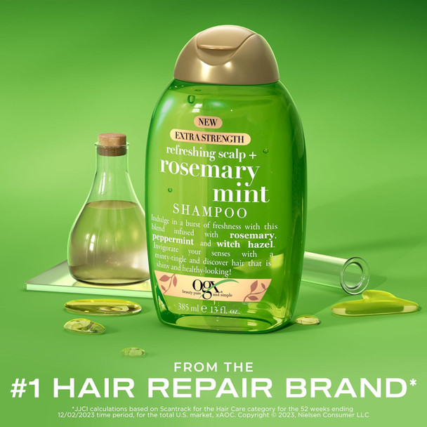 Ogx Bundle: Extra Strength Refreshing Scalp + Rosemary Mint Shampoo & Conditioner 13 Fl. Oz Each. Clarifies By Removing Oil & Buildup. Infused With Rosemary Mint For Shine. Sulfate- Surfactants.