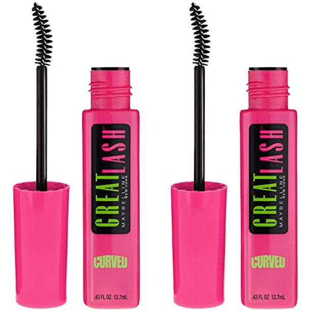 Maybelline Great Lash Curved Brush Washable Mascara  Volumizing  Lengthening And Curling Mascara  Blackest Black  1 Count Maybelline Great Lash Curved Brush Washable Mascara  Volumizing  Lengthening And Curling Mascara  Blackest Black  1 Count