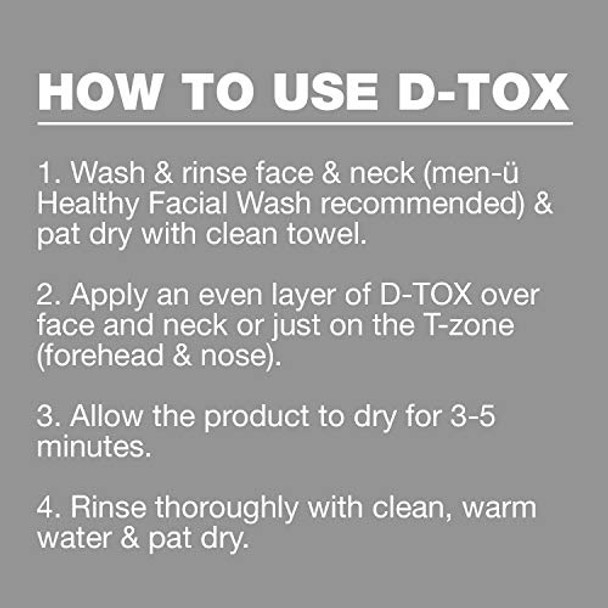 Men-Ü 3 Minute Facial Detox 100Ml Ultra Concentrate Vegan Face Mask For Men  Up To 100 Apps  Effective In 3 Mins. Kaolin Clay Mens Face Mask W/Witch Hazel. Removes Excess Oil & Impurities