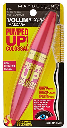 Maybelline Volum' Express Pumped Up Colossal Mascara  Washable Formula Infused With Collagen For Up To 16X Lash Volume  Glam Black  1 Count