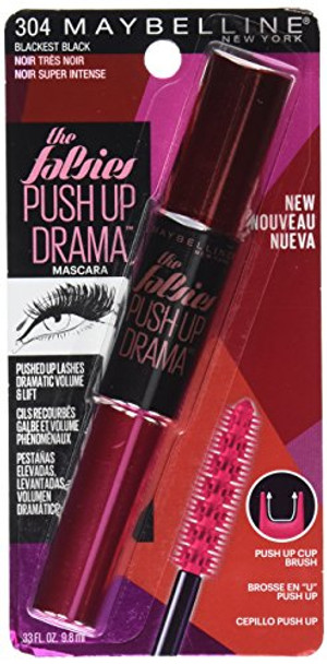 Maybelline The Falsies Push Up Drama Washable Mascara  Blackest Black  0.33 Fl. Oz.
