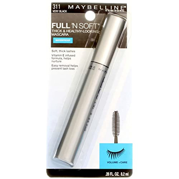 Maybelline Full 'N Soft Waterproof Mascara  Very Black [311]  0.28 Oz (Pack Of 6)