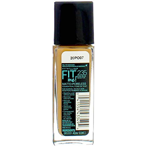 Maybelline New York Fit Me Matte Plus Pore Less Foundation Makeup  Pure Beige  1 Fluid Ounce