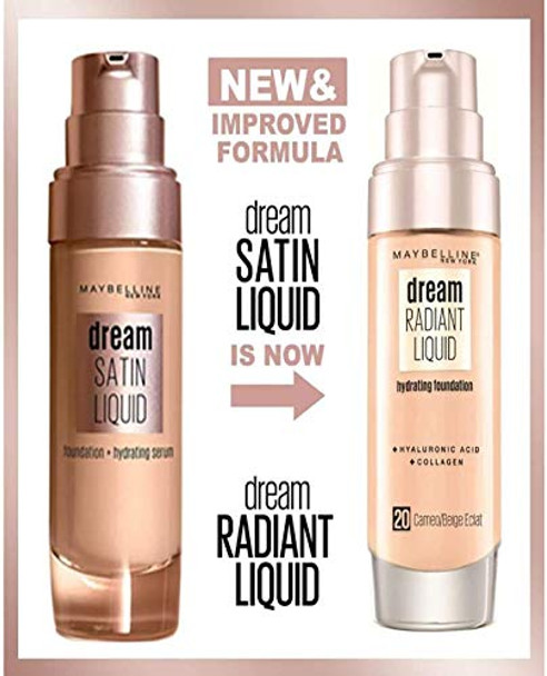 Maybelline Foundation  Dream Radiant Liquid Hydrating Foundation With Hyaluronic Acid And Collagen  Lightweight  Medium Coverage Up To 12 Hour Hydration  24 Golden Beige  30 Ml (Pack Of 1) Maybelline Foundation  Dream Radiant Liquid Hydrating Foundation With Hyaluronic Acid And Collagen  Lightweight  Medium Coverage Up To 12 Hour Hydration  24 Golden Beige  30 Ml (Pack Of 1)